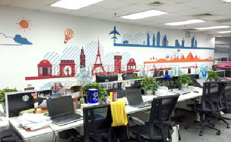 瑞金教你设计办公室墙绘的方法。